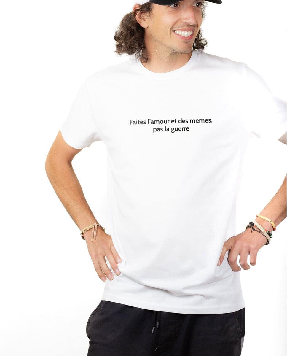 T-SHIRT HOMME : FAITES L'AMOUR ET DES MEMES, PAS LA GUERRE – Image 2