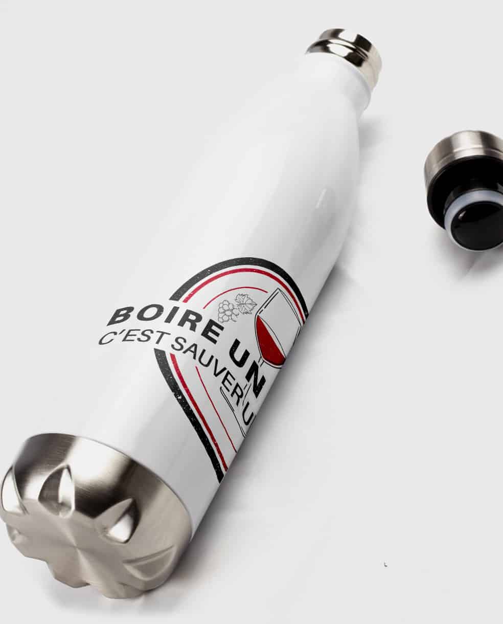 Bouteille gourde isotherme : BOIRE UN CANON C'EST SAUVER UN VIGNERON – Image 2