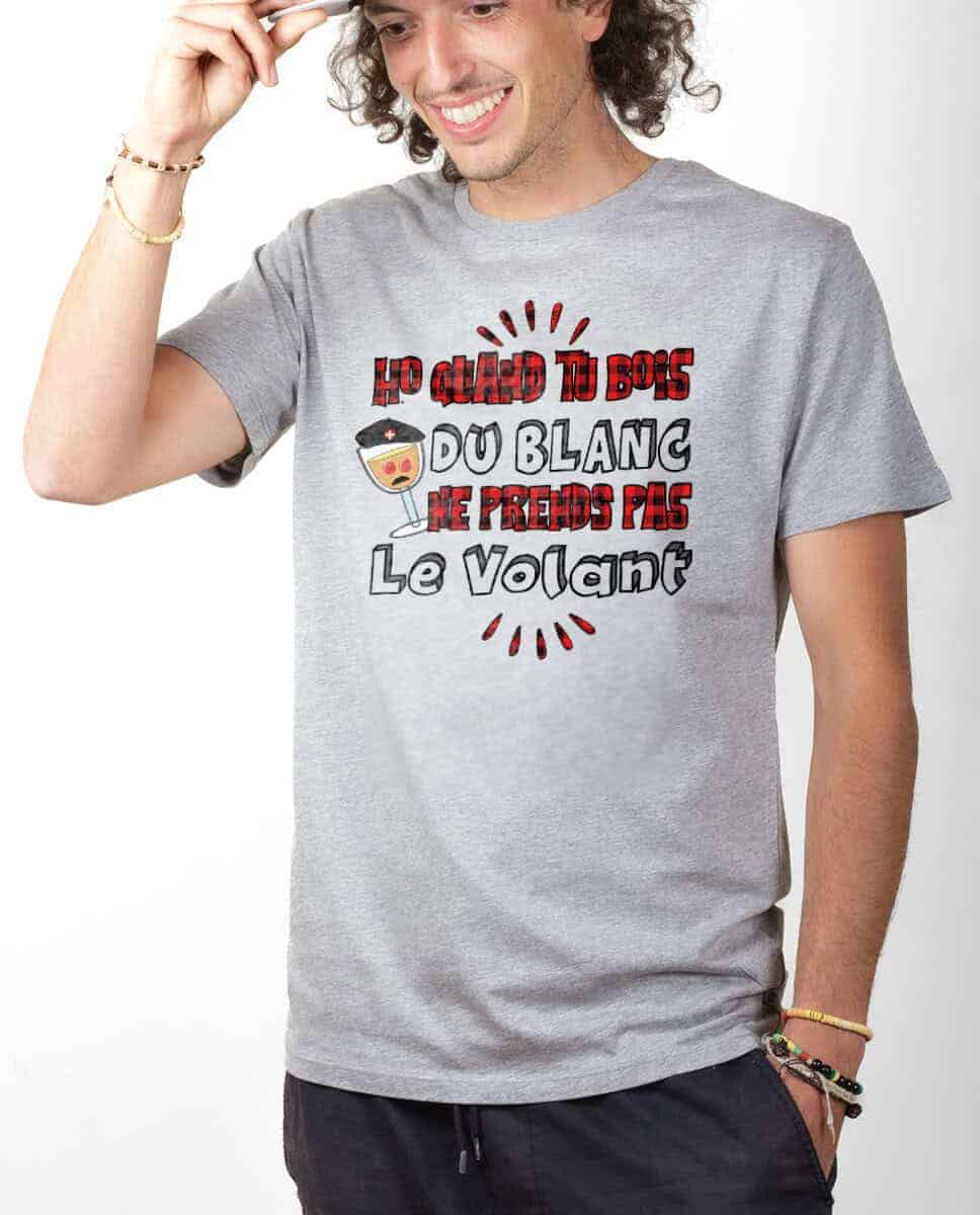 T-SHIRT HOMME : Ho quand tu bois du blanc prends pas le volant – Image 3