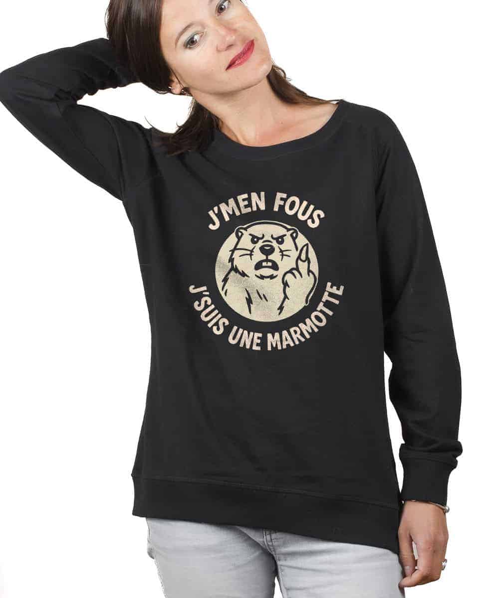 PULL FEMME : J'men fous j'suis une marmotte ! – Image 3