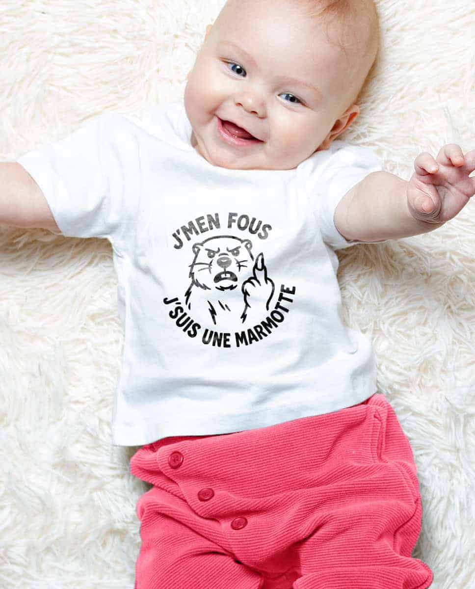 T SHIRT BEBE : J'men fous j'suis une marmotte ! – Image 4