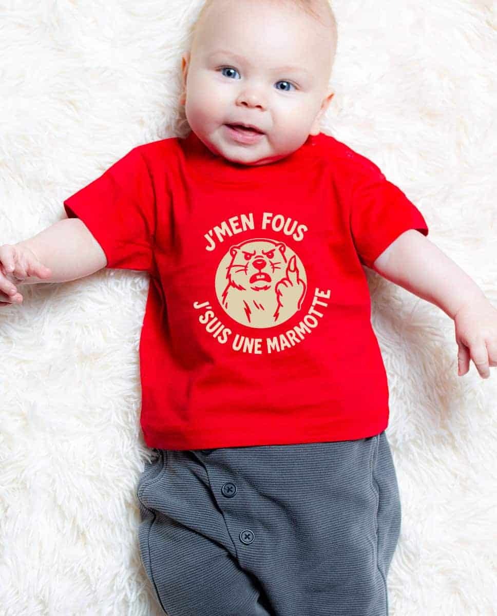 T SHIRT BEBE : J'men fous j'suis une marmotte ! – Image 3