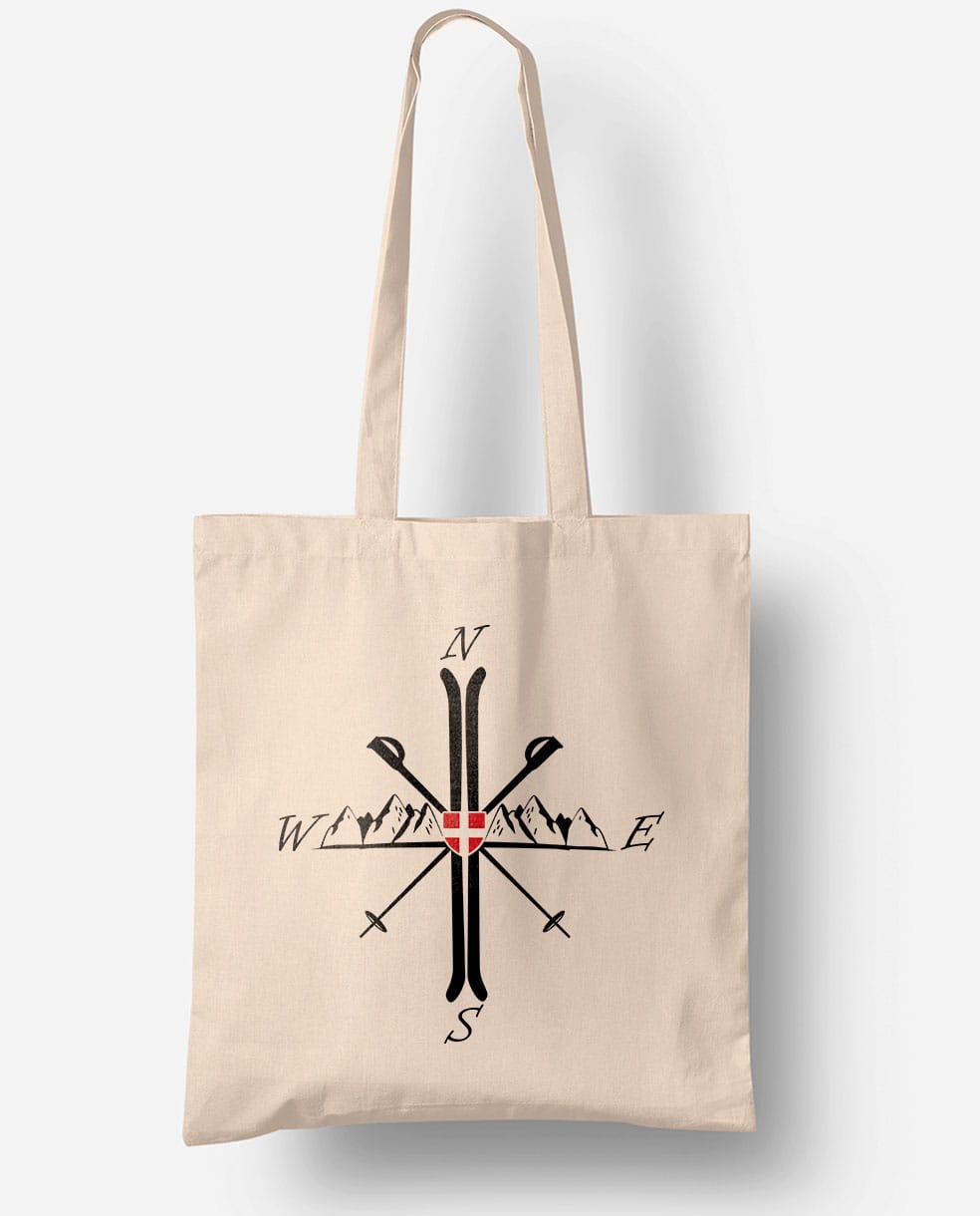 TOTE BAG : MONTAGNE SKI BOUSSOLE – Image 2