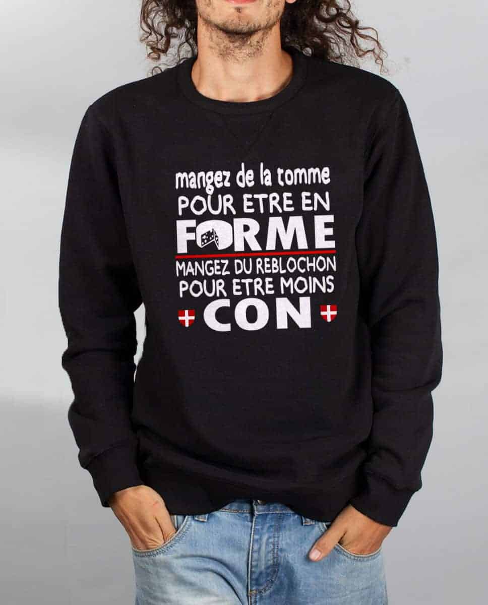 PULL HOMME : DE LA TOMME POUR ÊTRE EN FORME, DU REBLOCHON POUR ÊTRE MOINS CON – Image 2