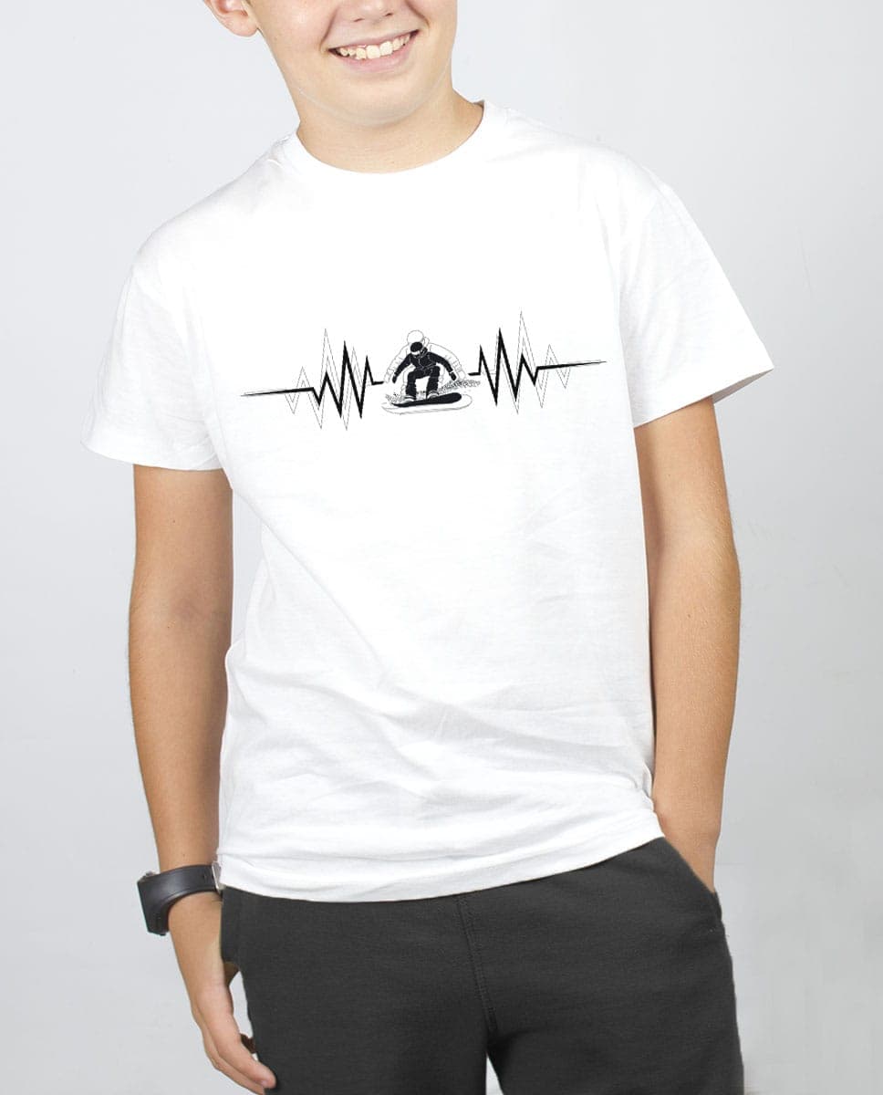 T SHIRT ENFANT : SNOW SNOWBARD BATTEMENTS DE COEUR – Image 2