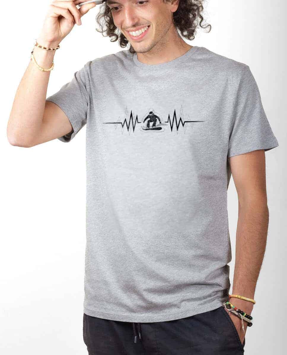 T-SHIRT HOMME : SNOW SNOWBARD BATTEMENTS DE COEUR – Image 3