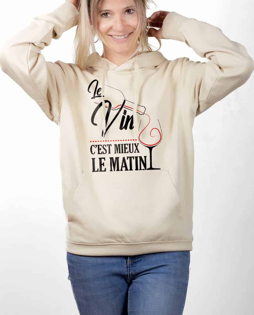 SWEAT FEMME : LE VIN C'EST MIEUX LE MATIN – Image 3