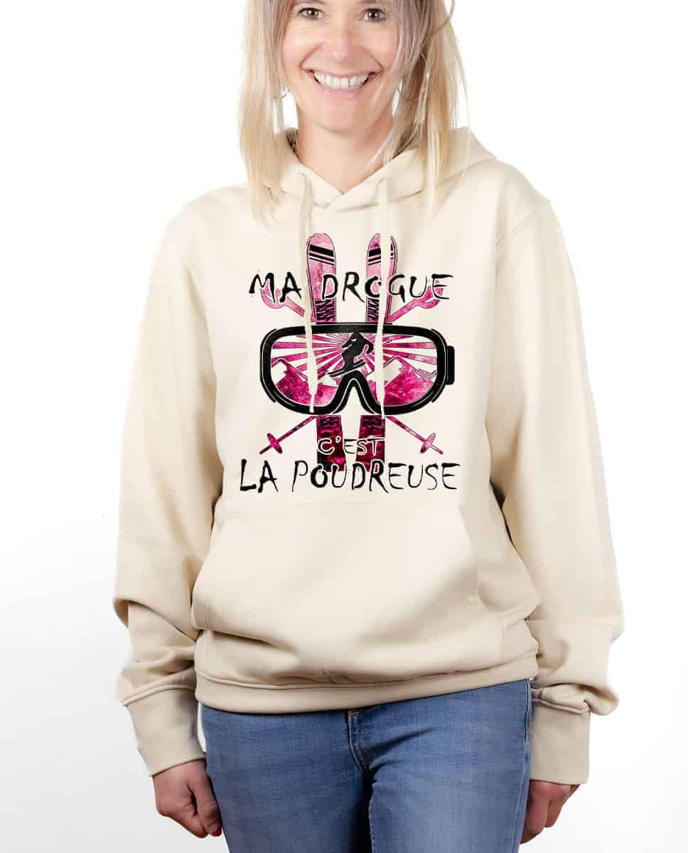 SWEAT FEMME : MA DROGUE C'EST LA POUDREUSE SKI – Image 4