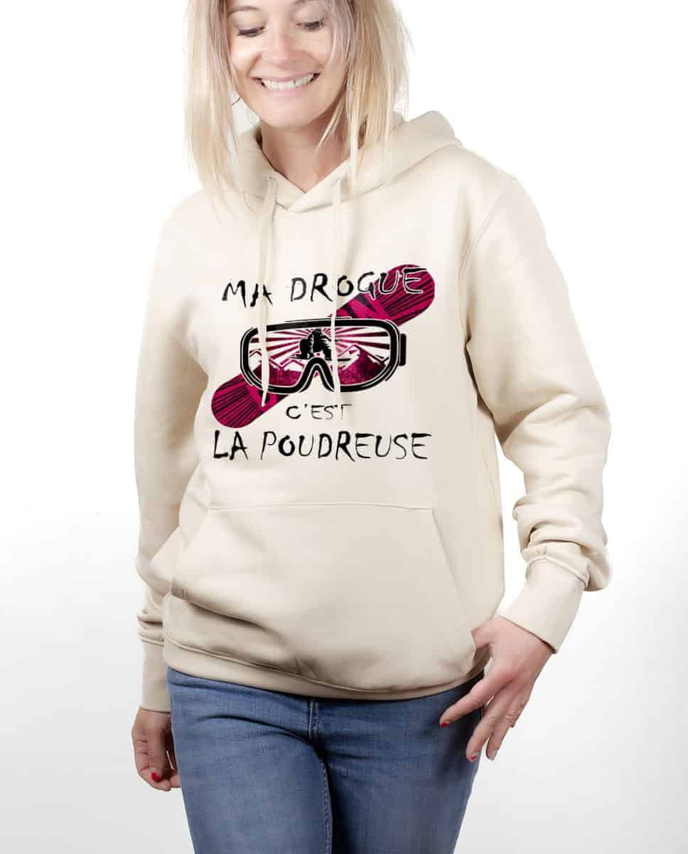 SWEAT FEMME : MA DROGUE C'EST LA POUDREUSE SNOW – Image 4