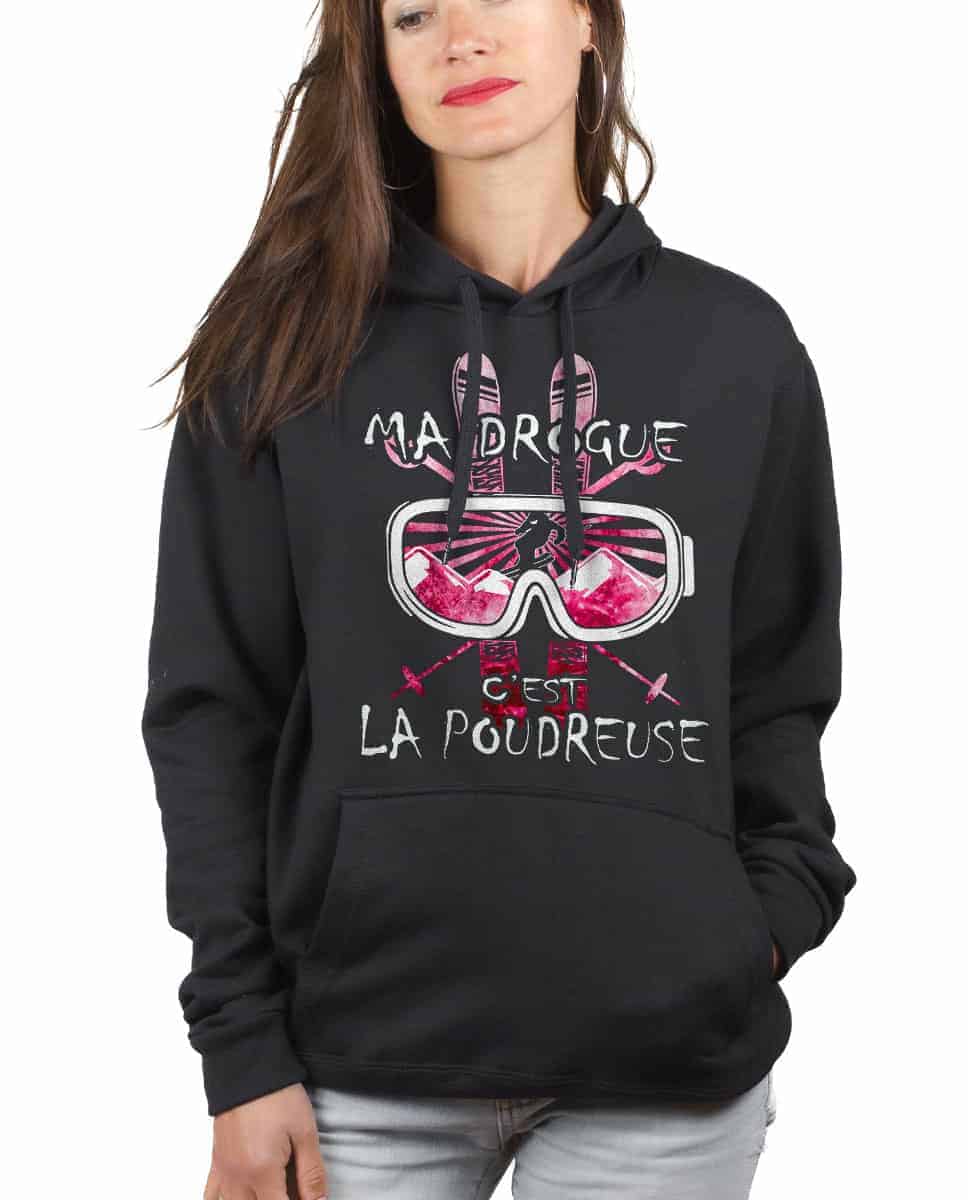 SWEAT FEMME : MA DROGUE C'EST LA POUDREUSE SKI – Image 8