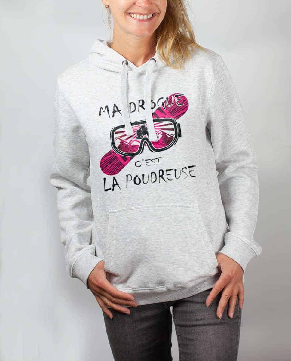 SWEAT FEMME : MA DROGUE C'EST LA POUDREUSE SNOW – Image 2