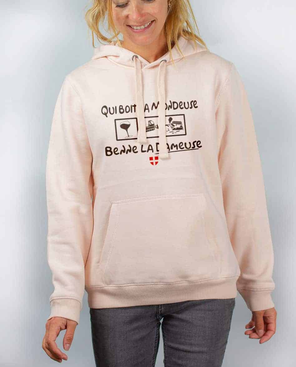 SWEAT FEMME : QUI BOIT LA MONDEUSE BENNE LA DAMEUSE – Image 2