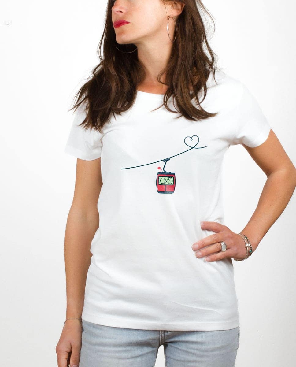 PROMO T-SHIRT FEMME : TELECABINE LOVE-BLANC-L – Image 2