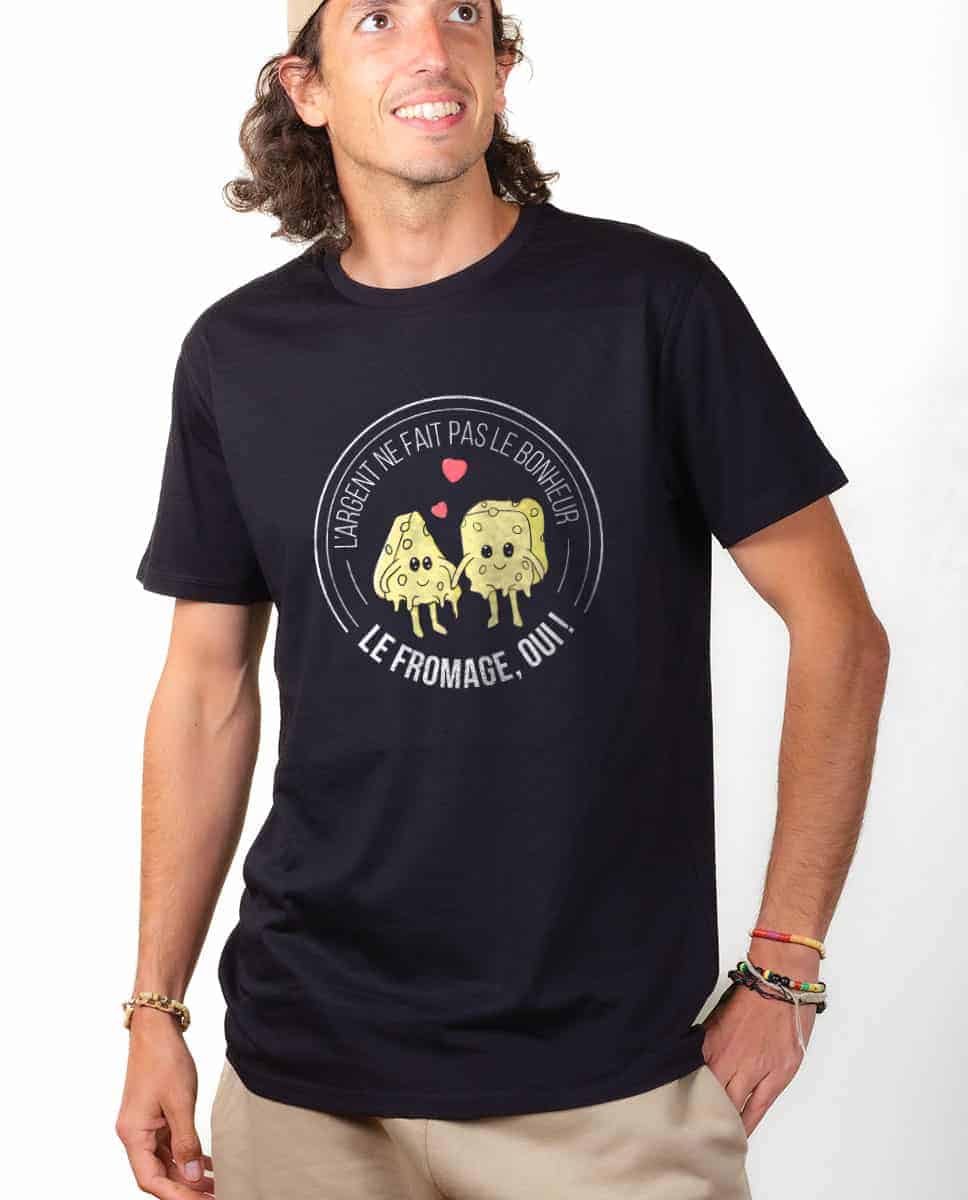 T-SHIRT HOMME : LE FROMAGE FAIT LE BONHEUR – Image 3