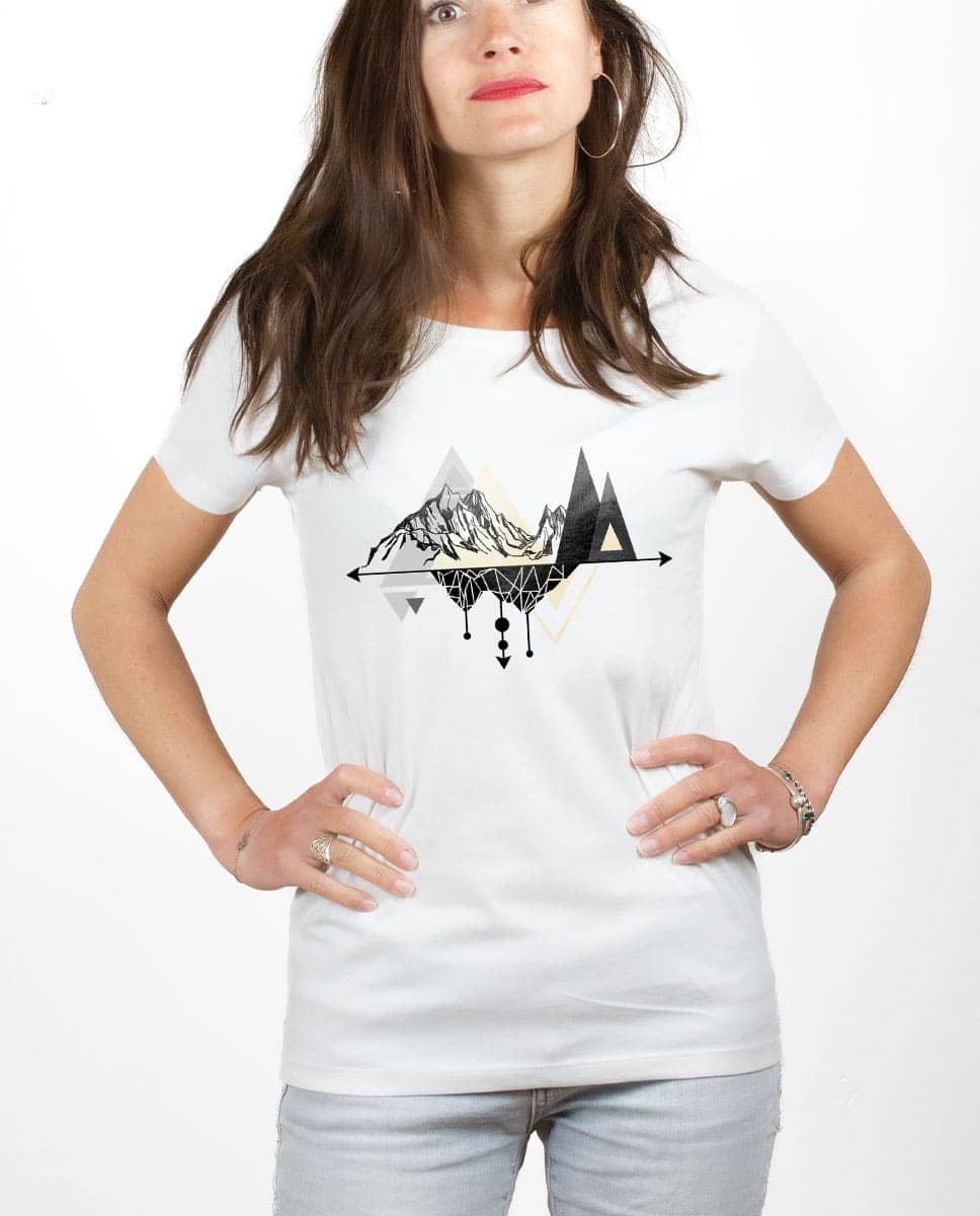 PROMO T-SHIRT FEMME : HAUTE MONTAGNE-BLANC-L – Image 2