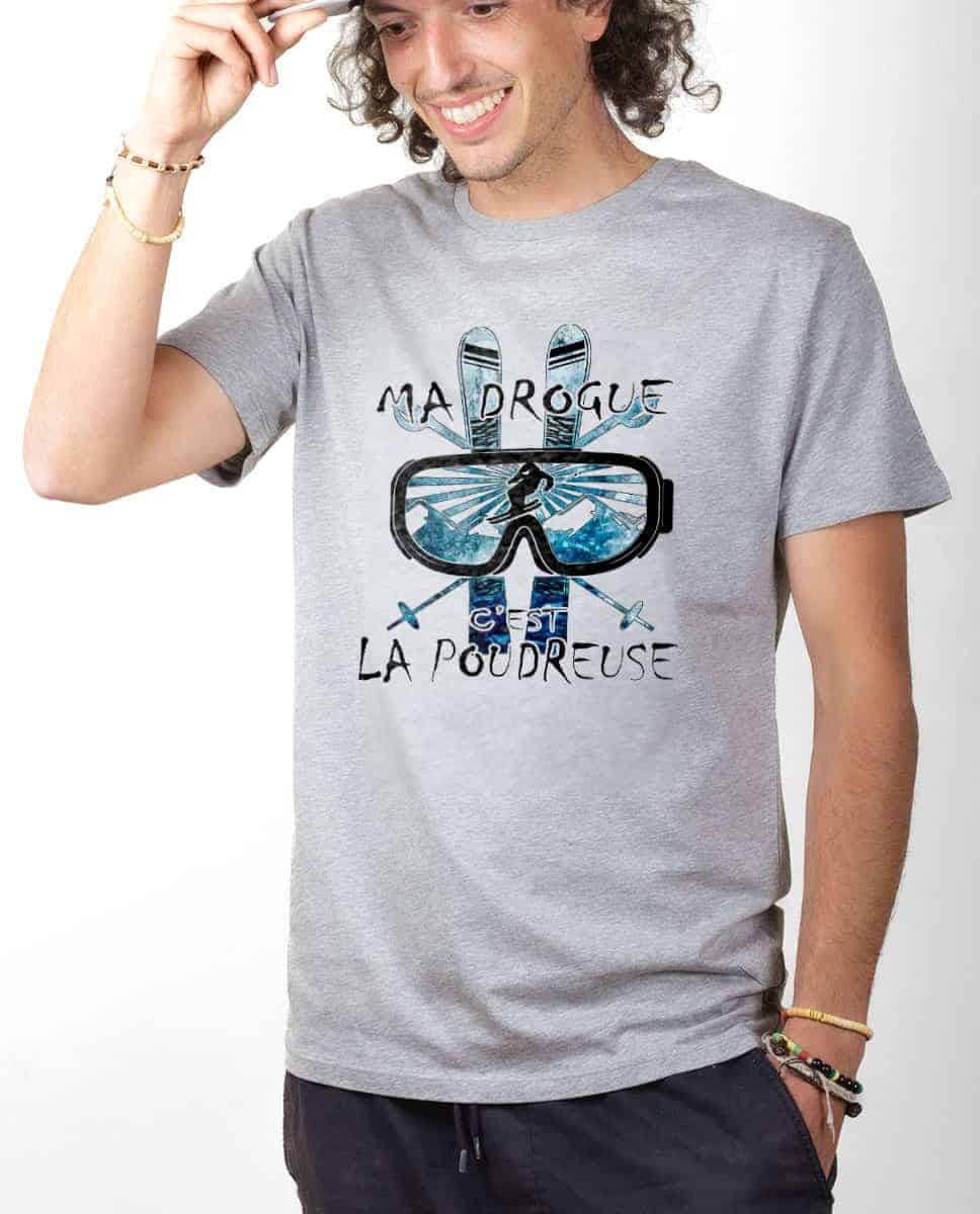 T-SHIRT HOMME : MA DROGUE C'EST LA POUDREUSE SKI – Image 2