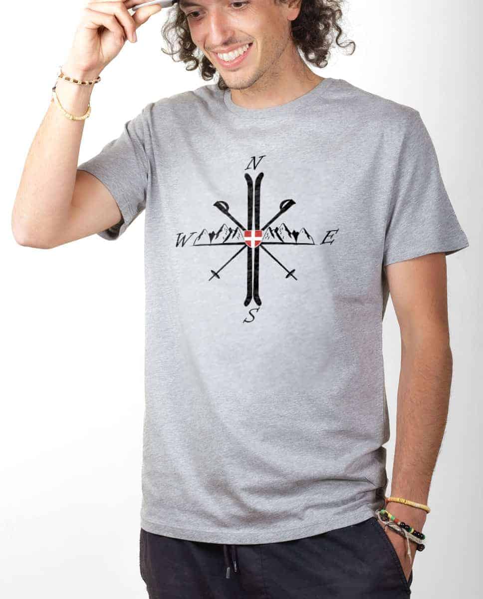 T-SHIRT HOMME : MONTAGNE SKI BOUSSOLE – Image 2