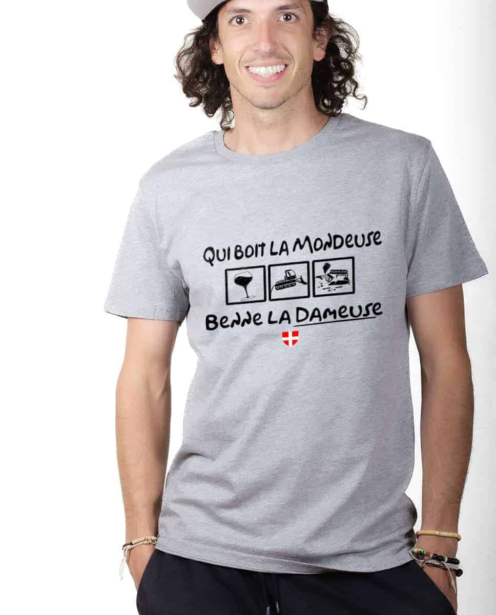 T-SHIRT HOMME : QUI BOIT LA MONDEUSE BENNE LA DAMEUSE – Image 2