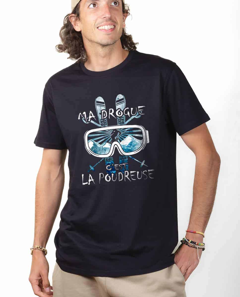 T-SHIRT HOMME : MA DROGUE C'EST LA POUDREUSE SKI – Image 3