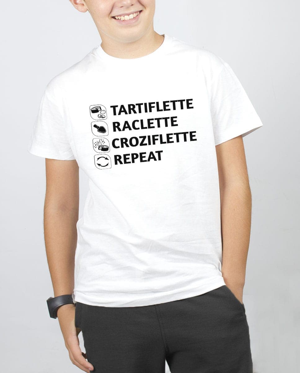 T SHIRT ENFANT : Tartiflette Raclette Croziflette repeat – Image 2