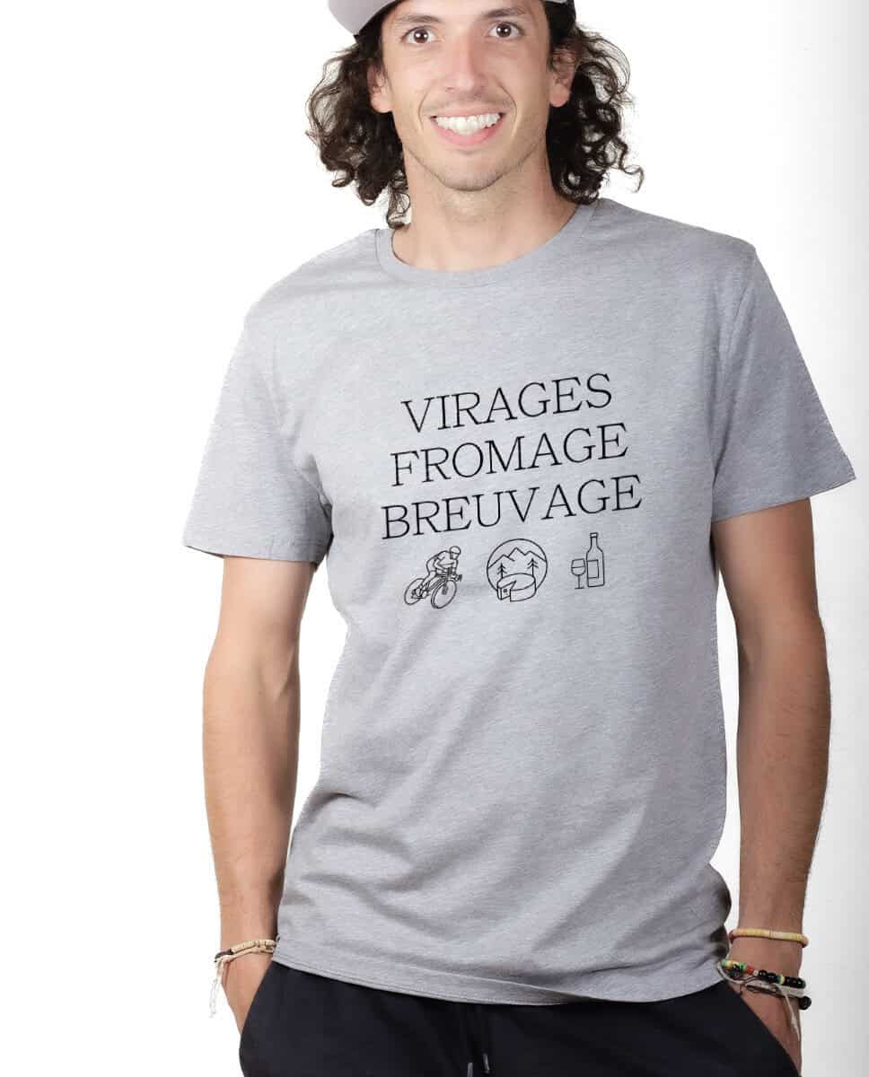 T-SHIRT HOMME : Virages, Breuvage, fromage - Cycliste – Image 3
