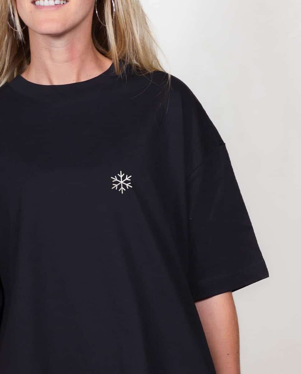 T SHIRT OVERSIZE FEMME BRODE : FLOCON DE NEIGE – Image 4