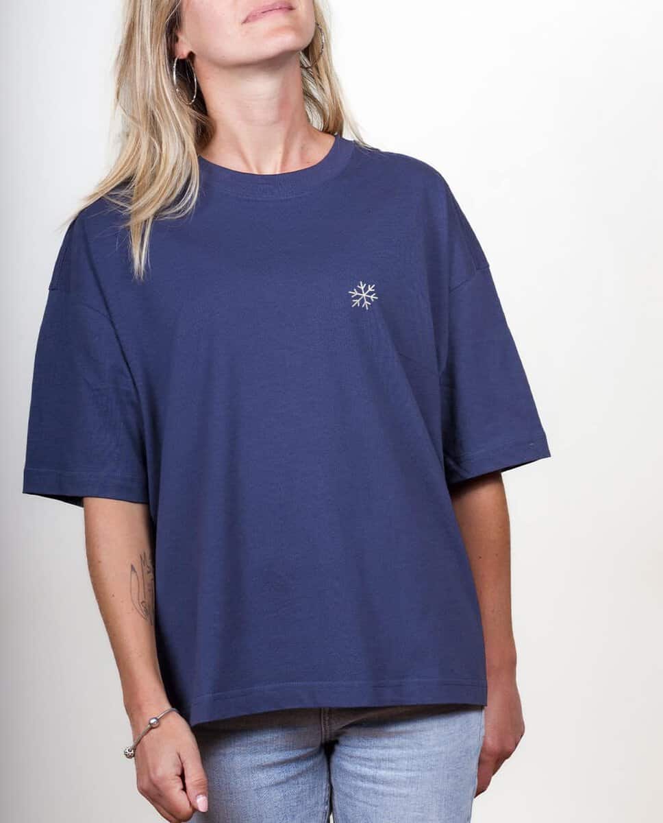 T SHIRT OVERSIZE FEMME BRODE : FLOCON DE NEIGE – Image 2