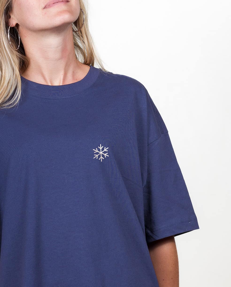 T SHIRT OVERSIZE FEMME BRODE : FLOCON DE NEIGE – Image 3