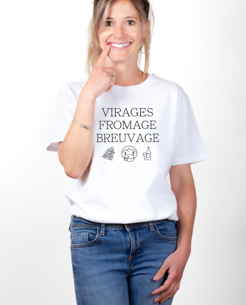 T-SHIRT FEMME : Virages, Breuvage, fromage - motard – Image 2