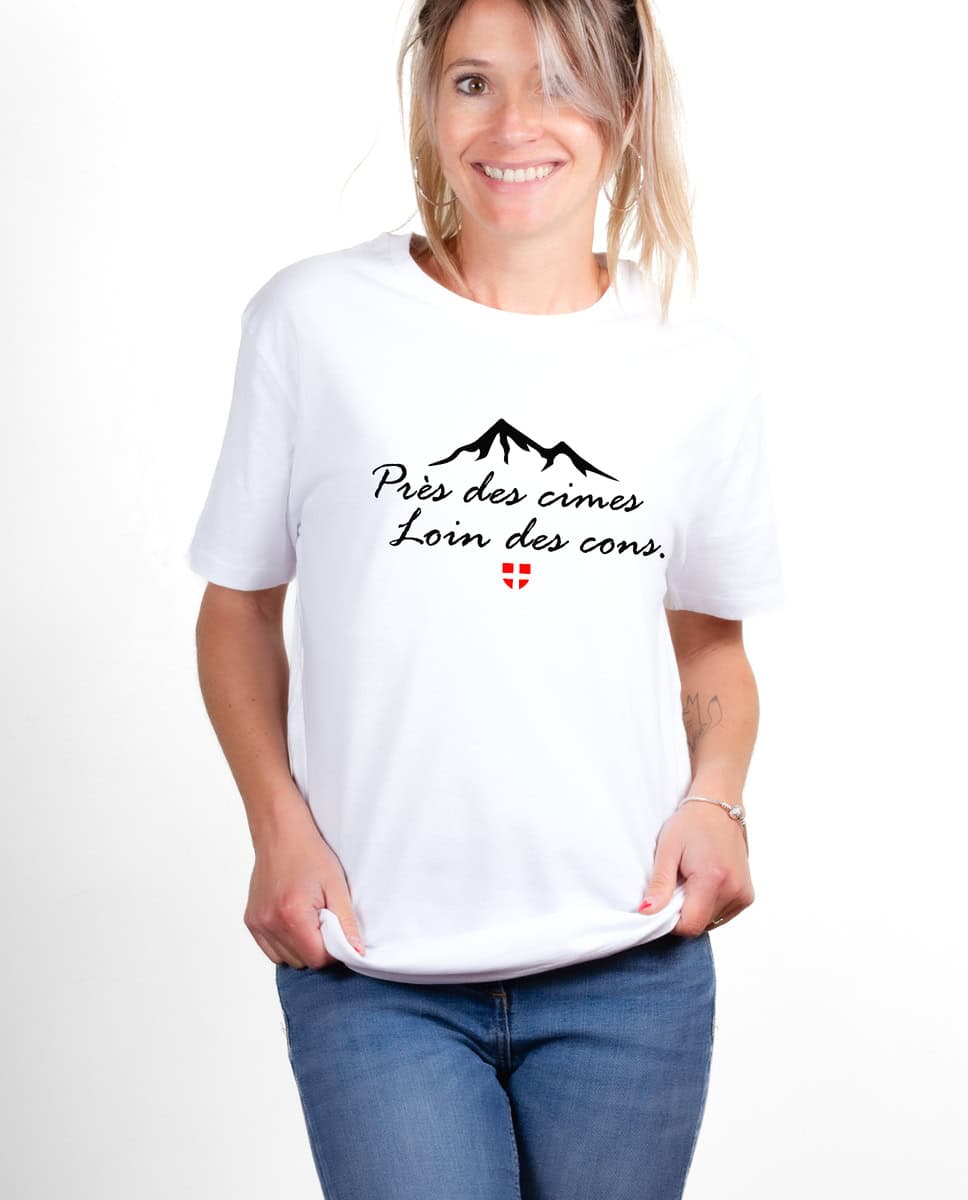 T-SHIRT FEMME : PRES DES CIMES LOIN DES CONS – Image 2