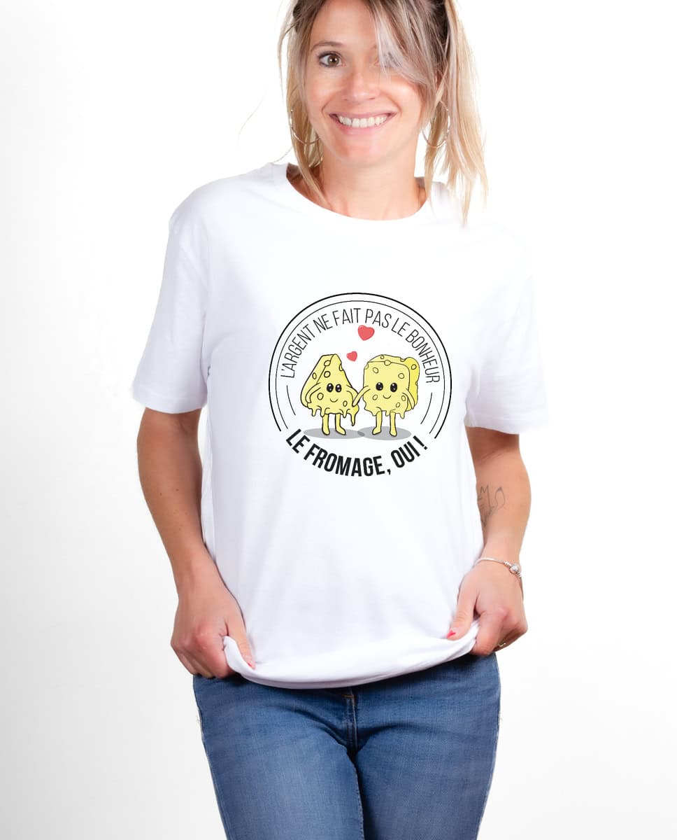 T-SHIRT FEMME : LE FROMAGE FAIT LE BONHEUR – Image 2
