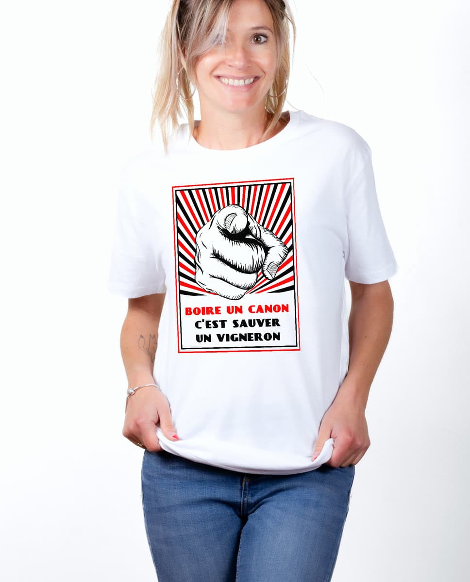 T-SHIRT FEMME : BOIRE UN CANON C'EST SAUVER UN VIGNERON – Image 2