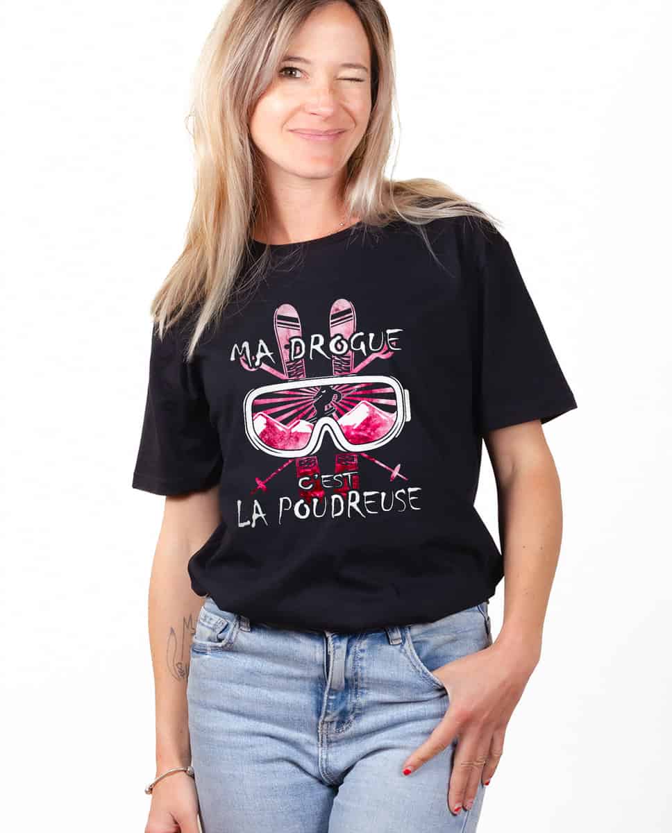 T-SHIRT FEMME : MA DROGUE C'EST LA POUDREUSE SKI – Image 2