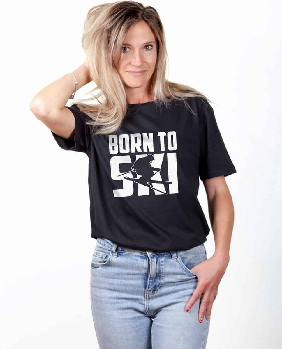 T-SHIRT FEMME : BORN TO SKI – Image 2