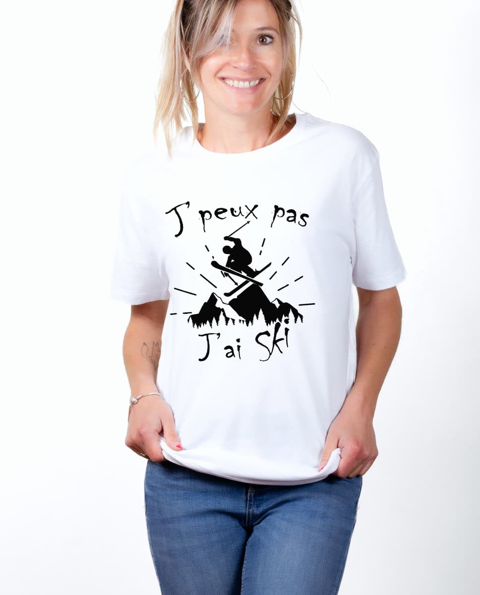 T-SHIRT FEMME : J'PEUX PAS J'AI SKI – Image 2